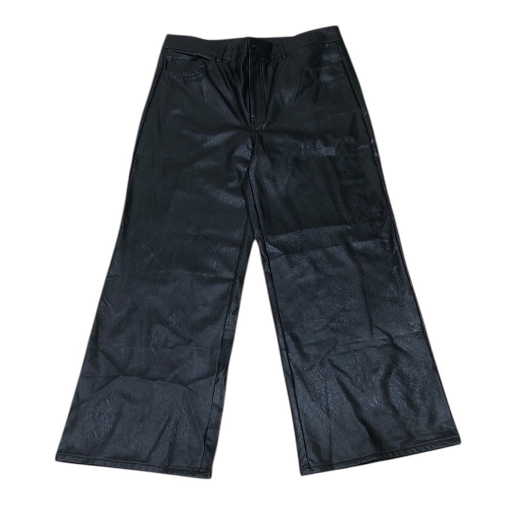 PAIGE Sasha Faux Leather Wide Leg Size 34 Black